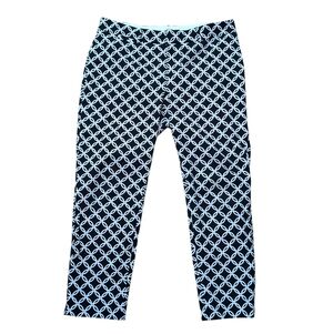 Crown & Ivy Ankle Pants, Geometric Design, Black White, Women's 12 Petite